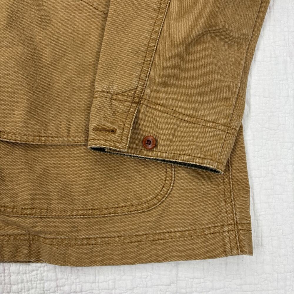 LL Bean Jacket Mens Size Large Tan Canvas Barn Chore Coat Corduroy Cuffs - Picture 5 of 8